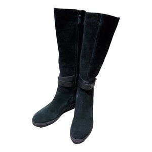 Cole Haan Womens NikeAir Zip Up Tall Wedge Suede Boots Black Waterproof Sz 7B